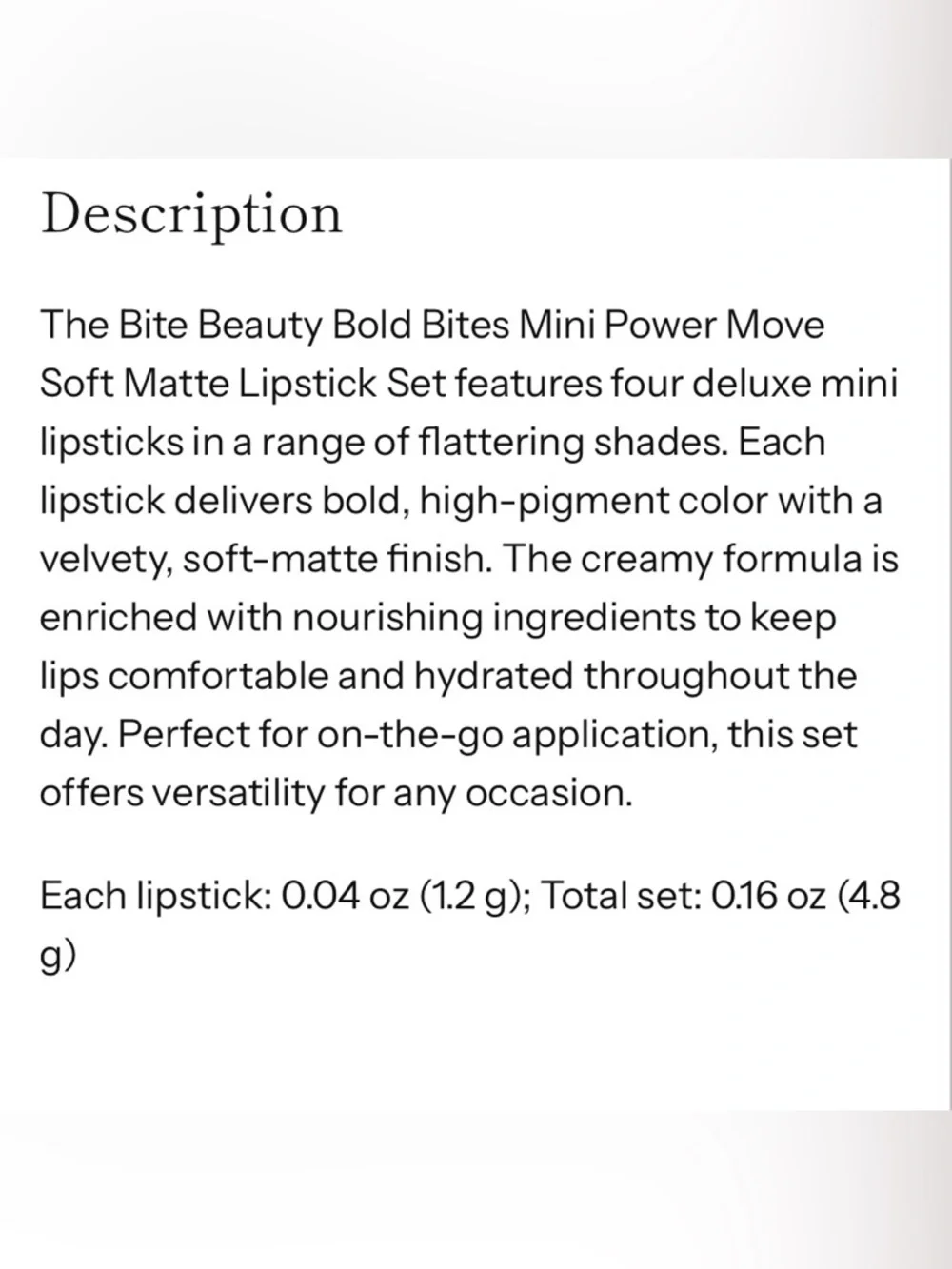 BITE BEAUTY Bold Bites Mini Power Move Soft Matte Lipstick Set- *DISCONTINUED